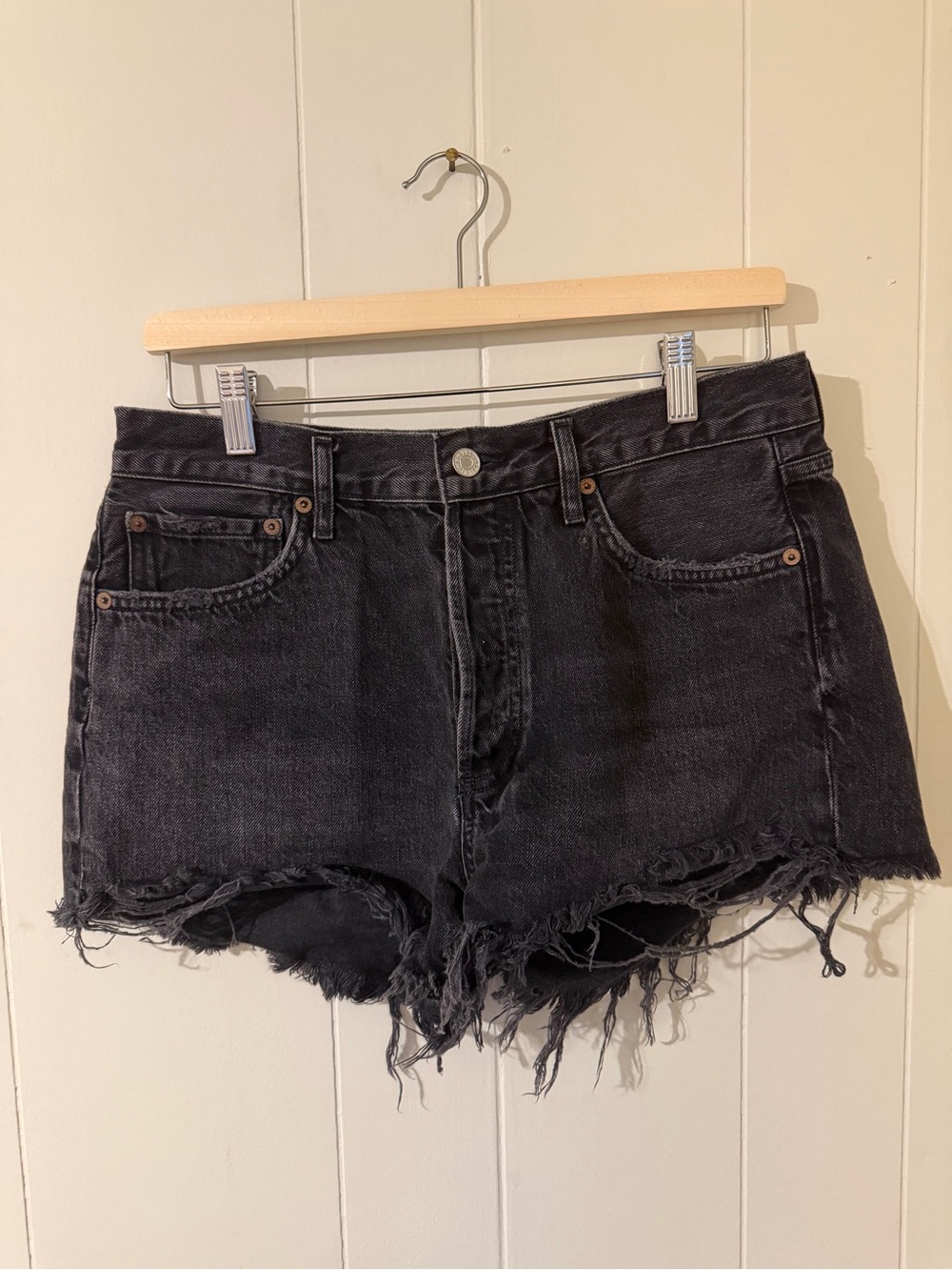 Agolde Parker Women's Black Distressed Denim Shorts
